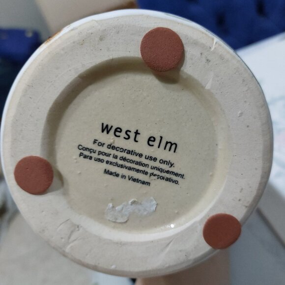 West Elm Ceramic Vase Decoration White Cream - Picture 3 of 6